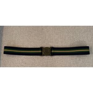 Ralph Lauren Blue Green Yellow Stripe Elastic Belt Hook Buckle Preppy Women 28’’